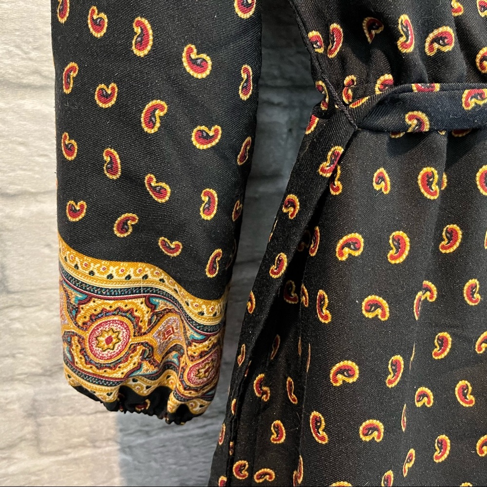 Vintage 70s/80s JJ Dean Paisley Print Belted MIDI Long Sleeve Bohemian Dress - Picture 10 of 16